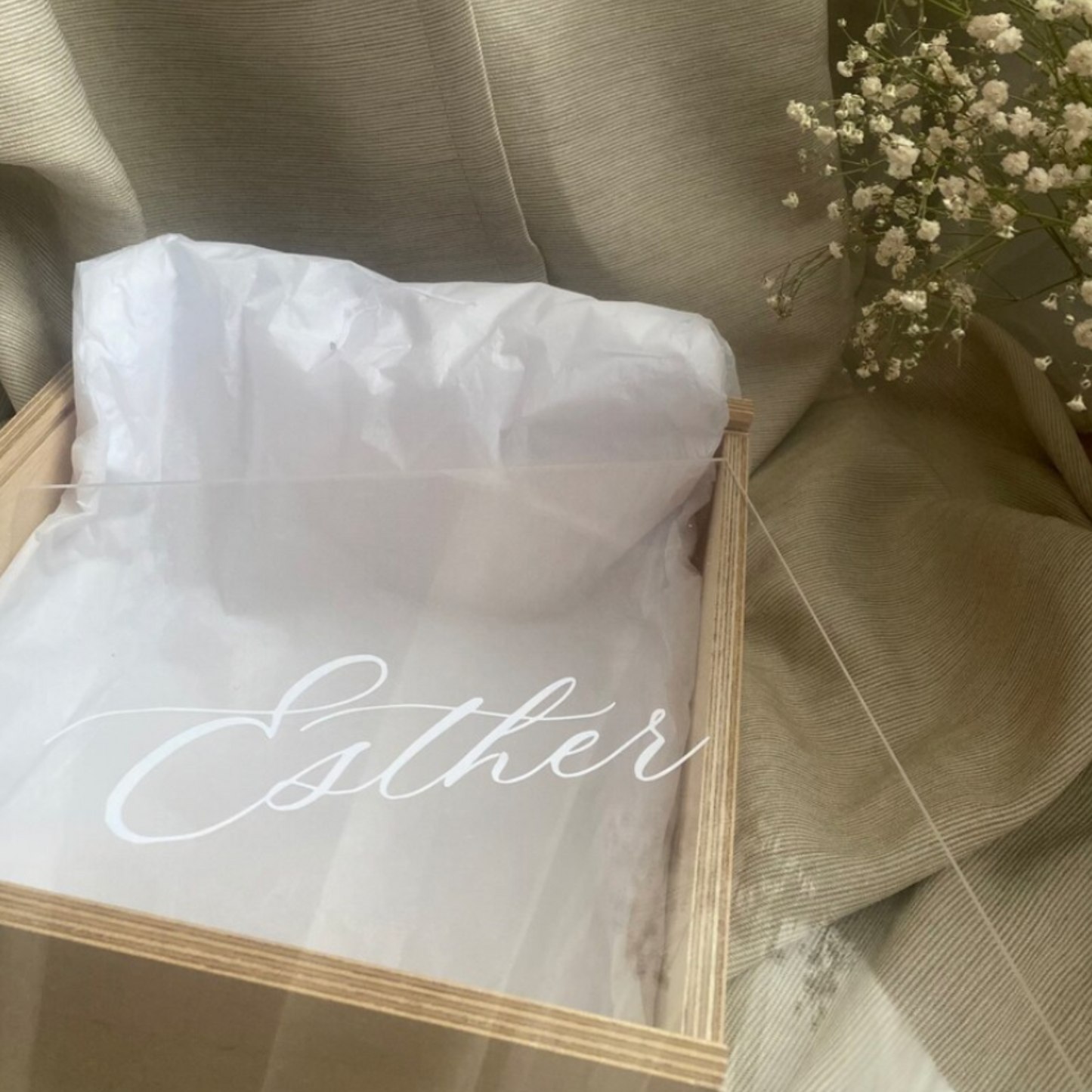 Custom Name Wooden Box with Sliding Acrylic Lid