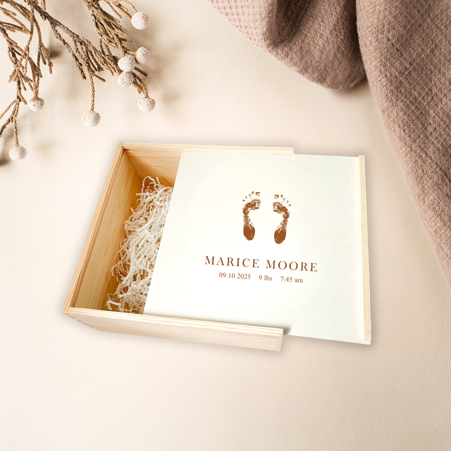 Custom Engraved Wooden Baby Keepsake Box