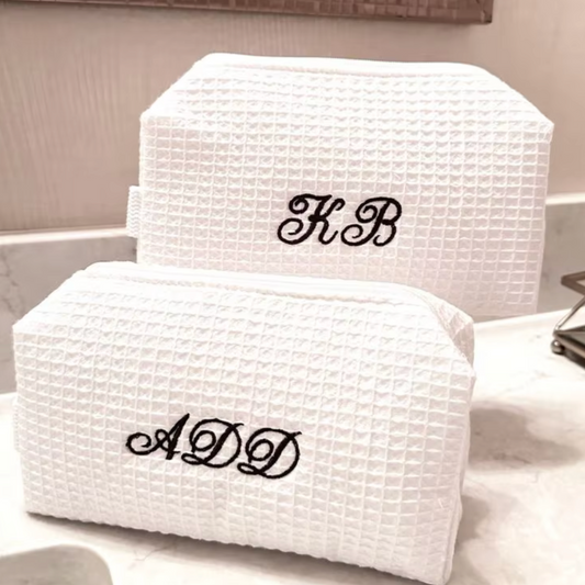 Custom Embroidered Waffle Makeup Bag