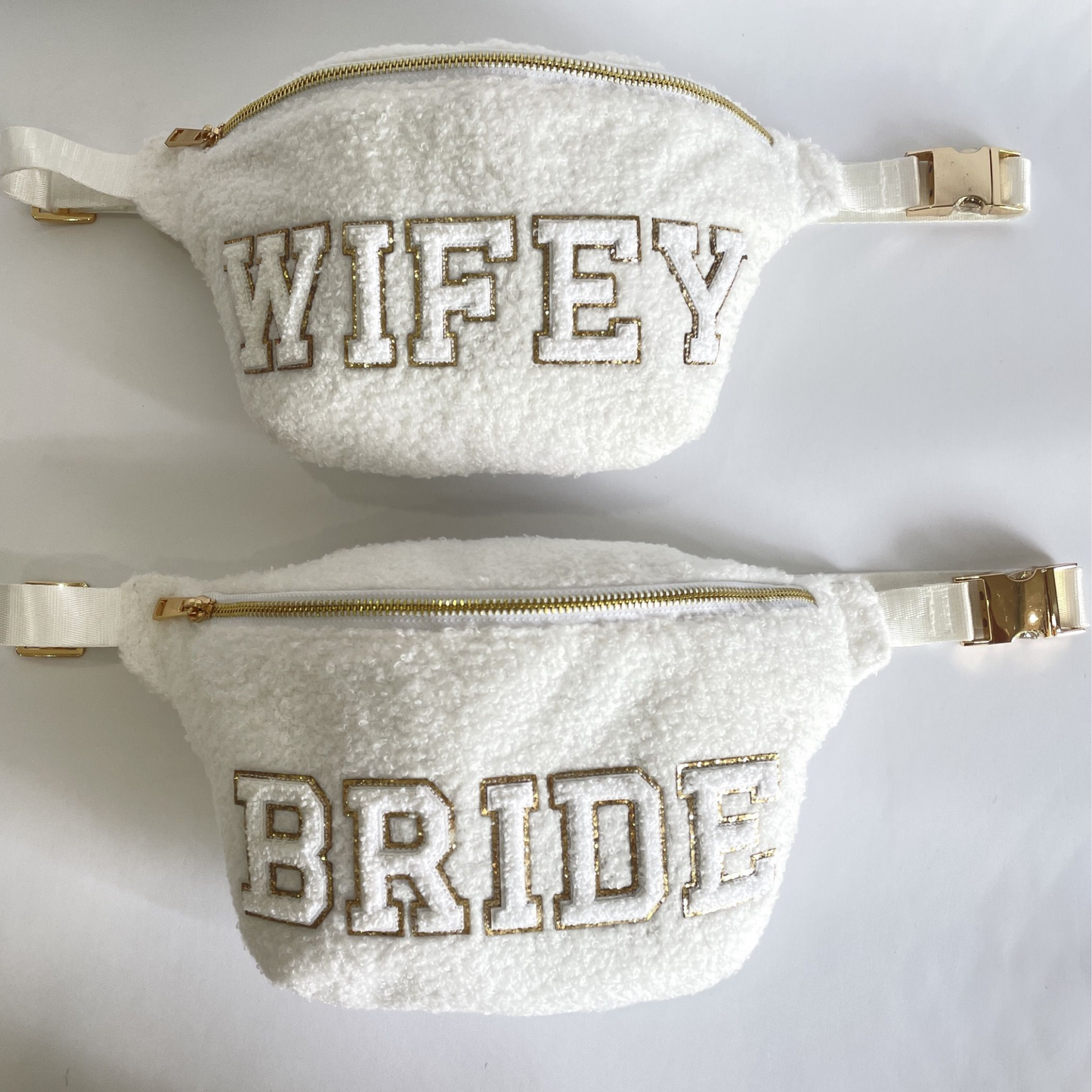 Custom Bride/Wifey Chenille Patch Sherpa Belt Bag