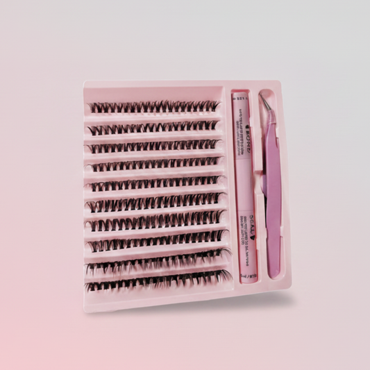 Lash Extension Kit – 200 PCS Lash Clusters with Bond & Seal + Tweezer
