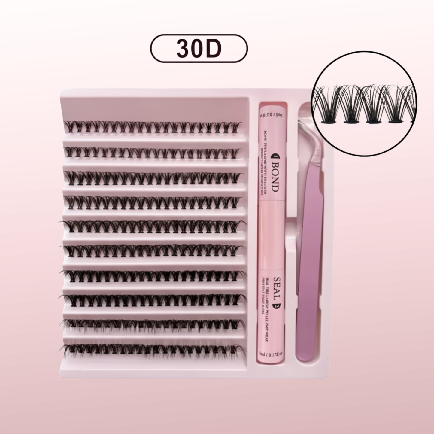 Lash Extension Kit – 200 PCS Lash Clusters with Bond & Seal + Tweezer