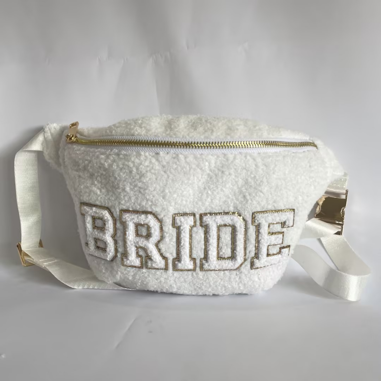 Custom Bride/Wifey Chenille Patch Sherpa Belt Bag