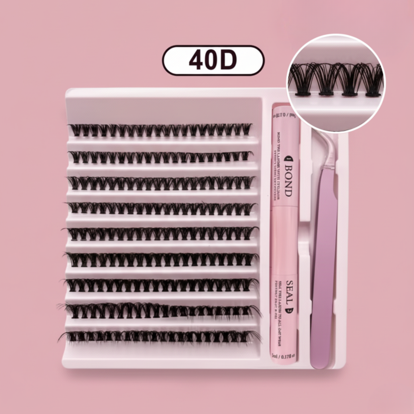 Lash Extension Kit – 200 PCS Lash Clusters with Bond & Seal + Tweezer