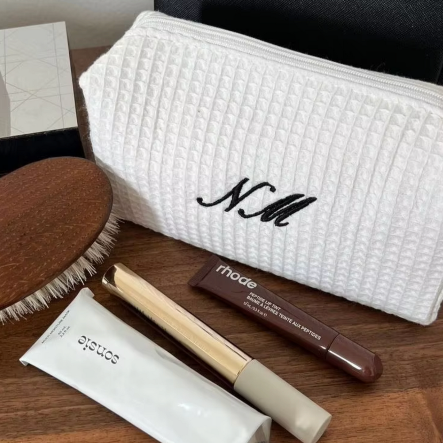 Custom Embroidered Waffle Makeup Bag