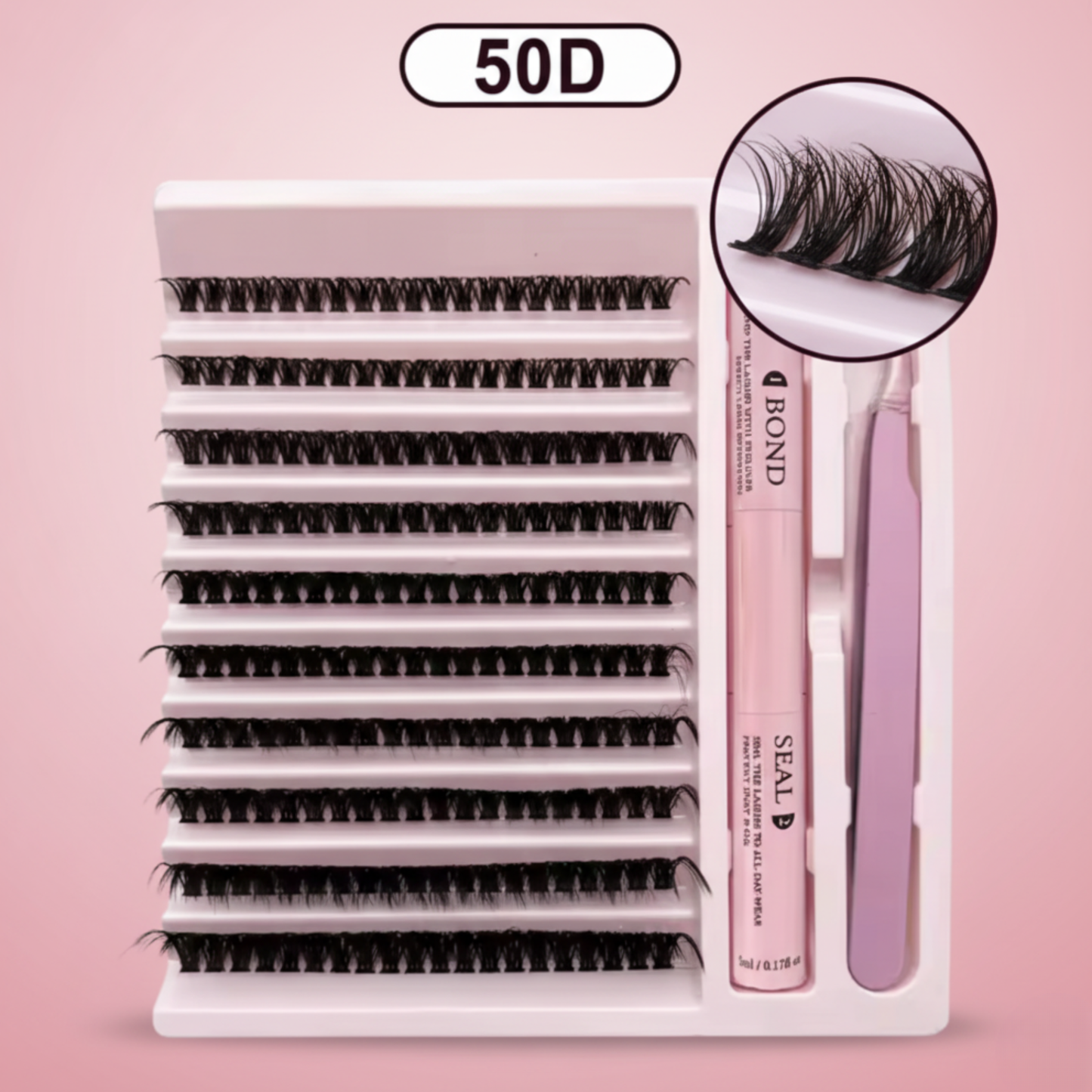 Lash Extension Kit – 200 PCS Lash Clusters with Bond & Seal + Tweezer
