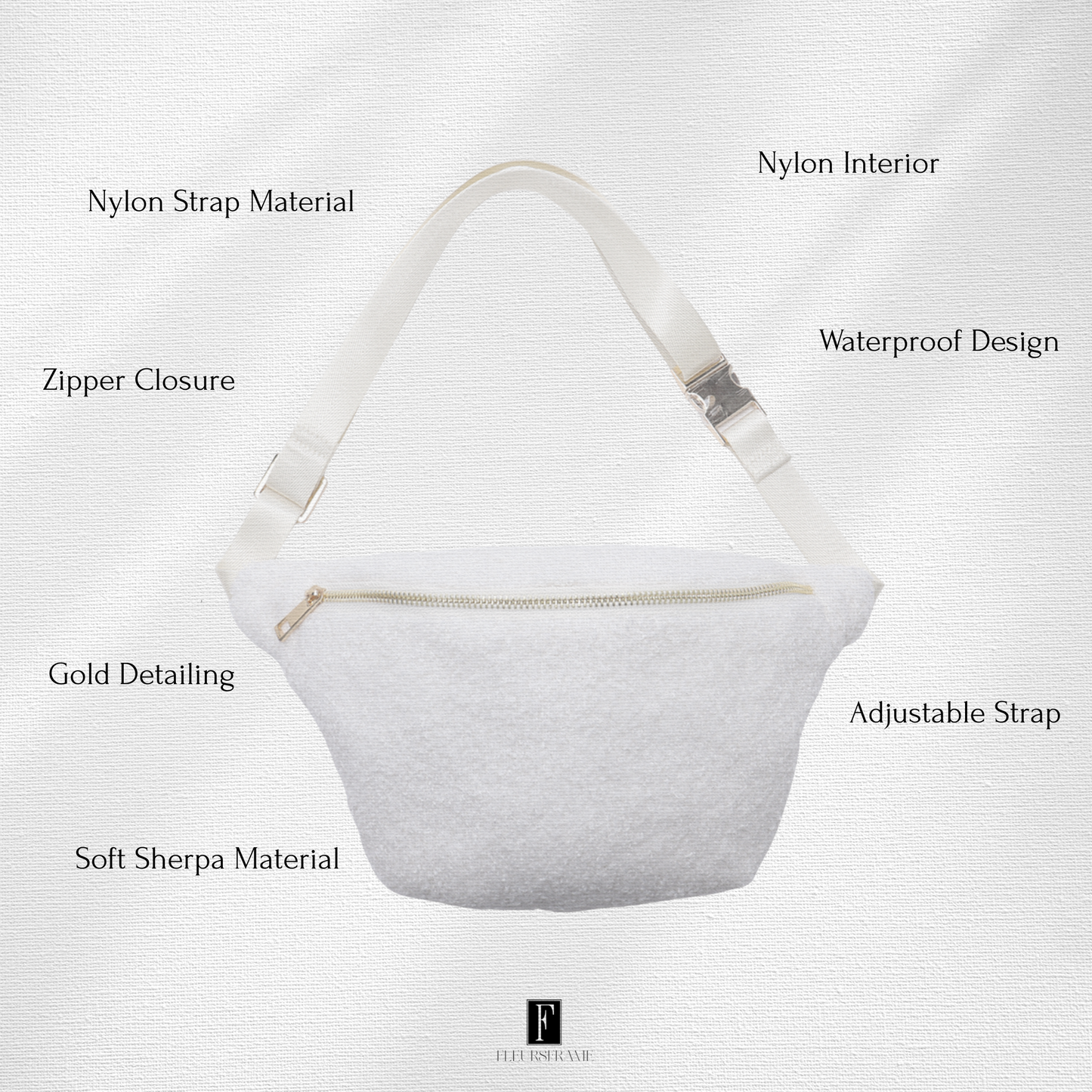 Custom Bride/Wifey Chenille Patch Sherpa Belt Bag