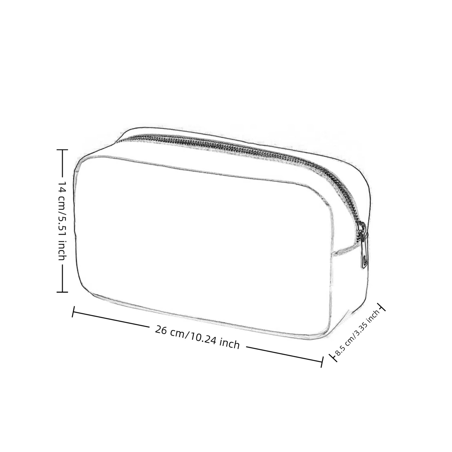 White Bride Makeup Bag with Chenille Patches