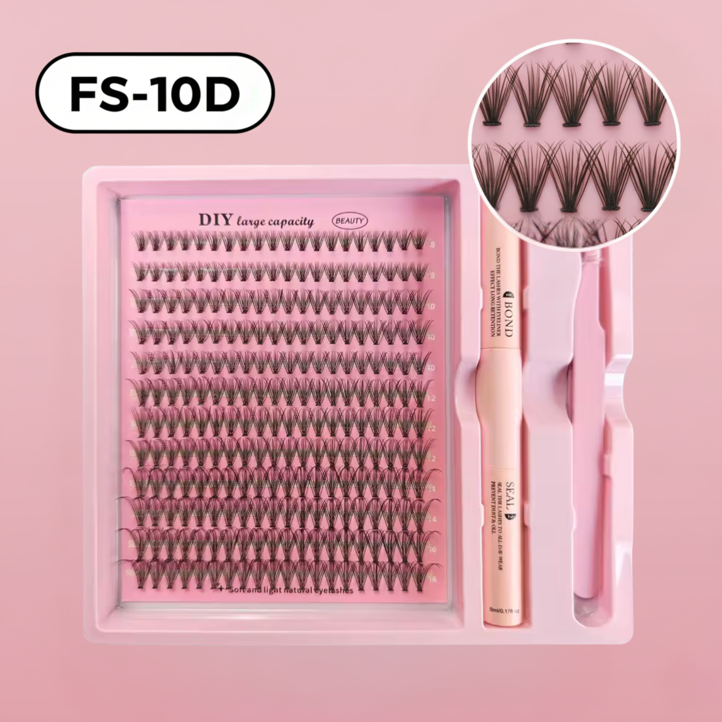 Lash Extension Kit – 200 PCS Lash Clusters with Bond & Seal + Tweezer