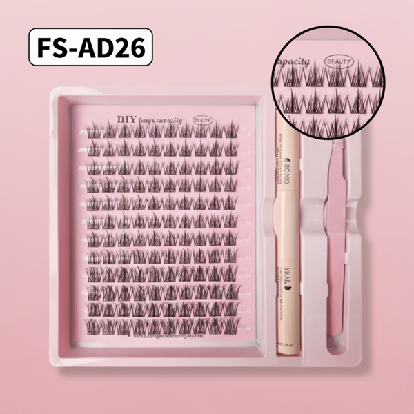 Lash Extension Kit – 200 PCS Lash Clusters with Bond, Seal & Remover