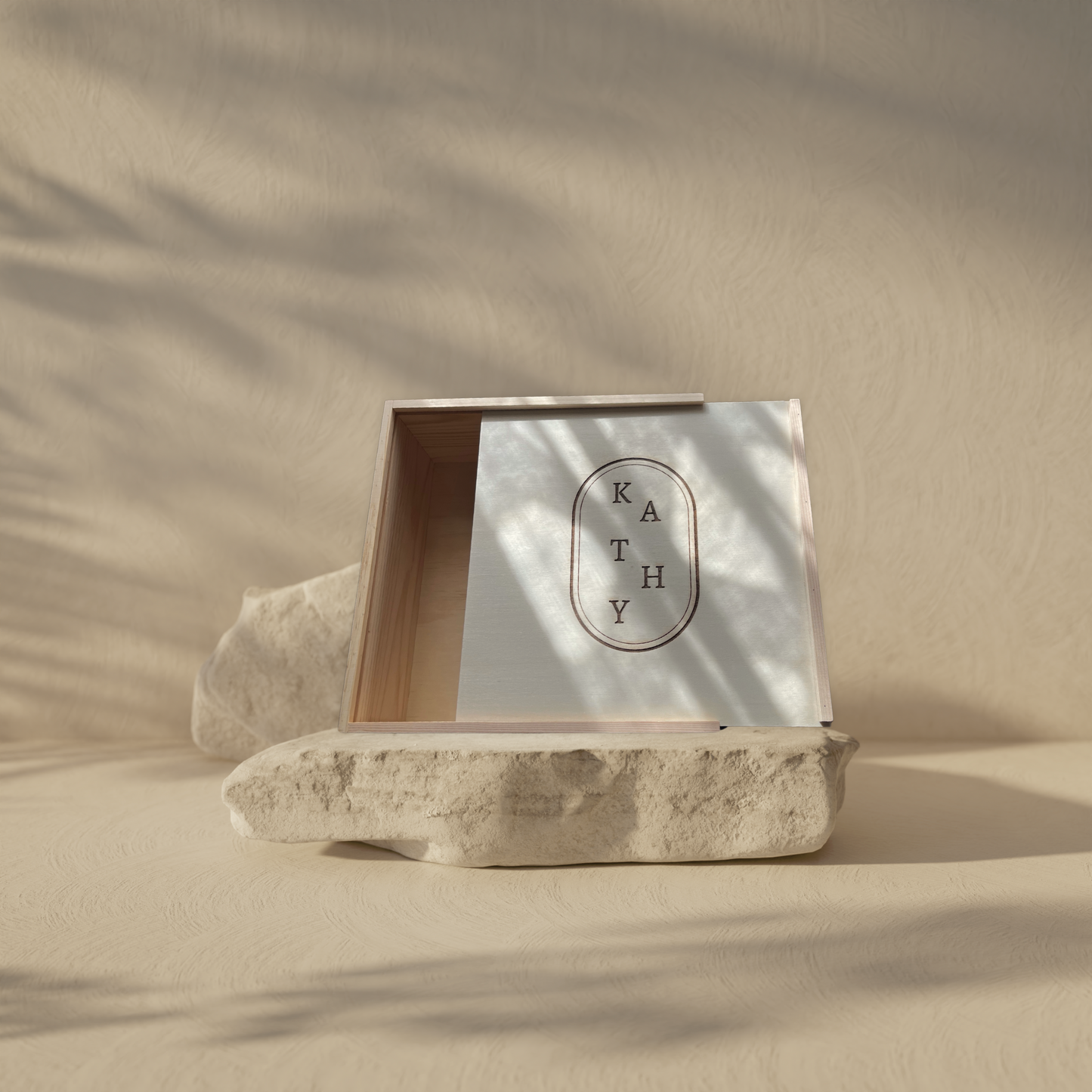 Custom Wooden Box with Name & Oval Engravings
