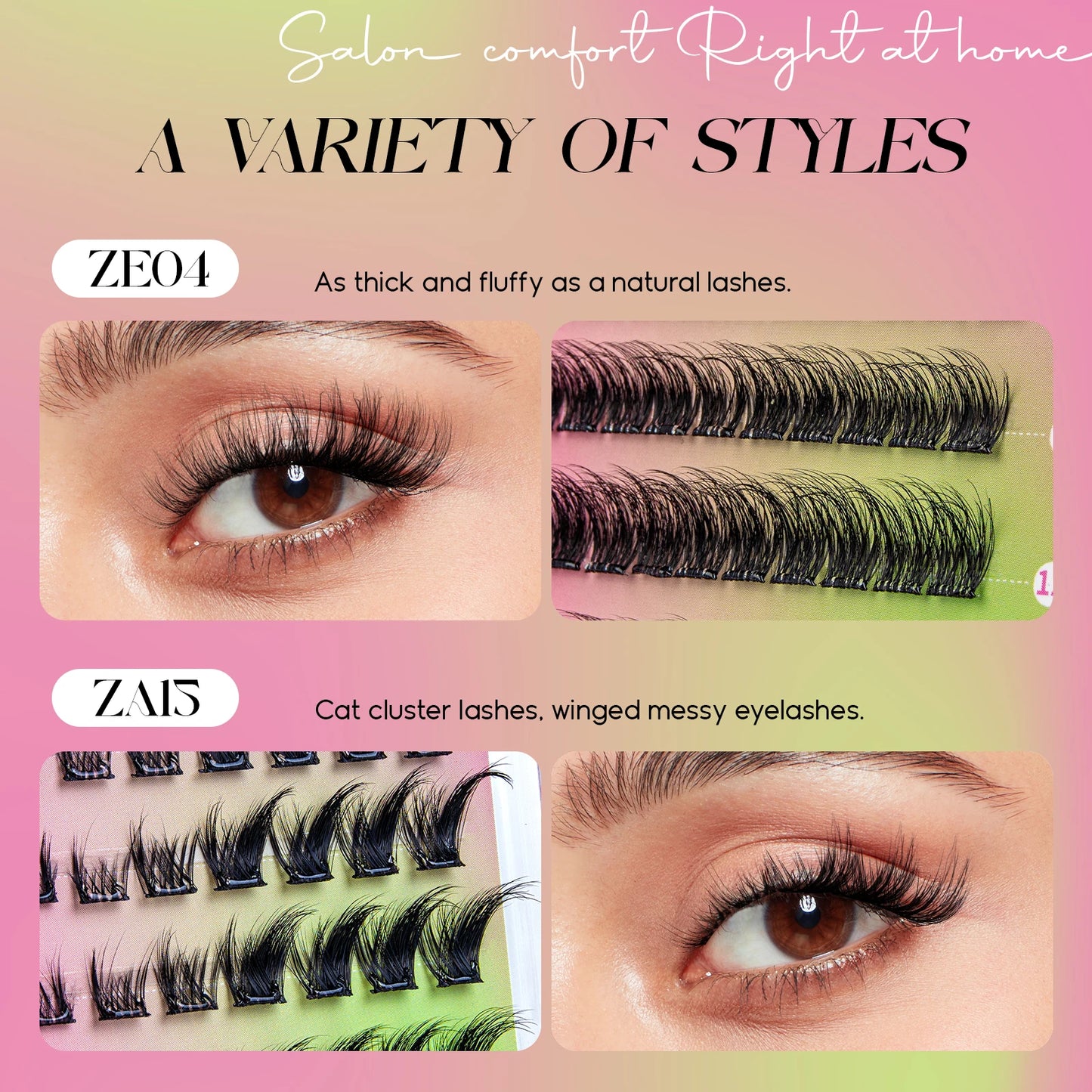 Self Adhesive Lashes - 96 No Glue Clusters